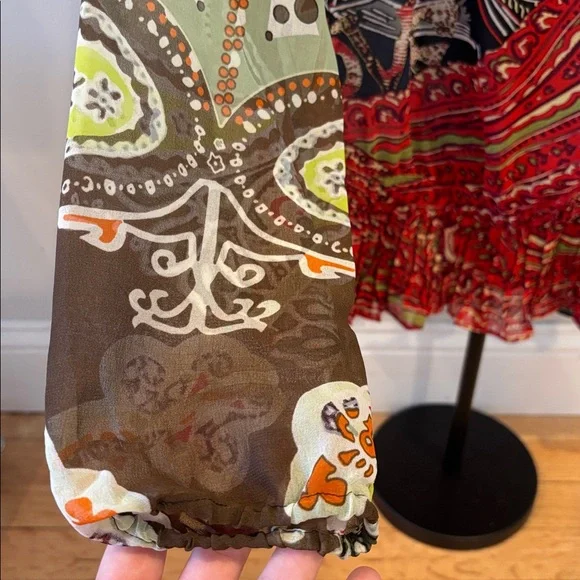 NWOT Desigual Sheer Mixed-Print Blouse - Picture 3 of 5